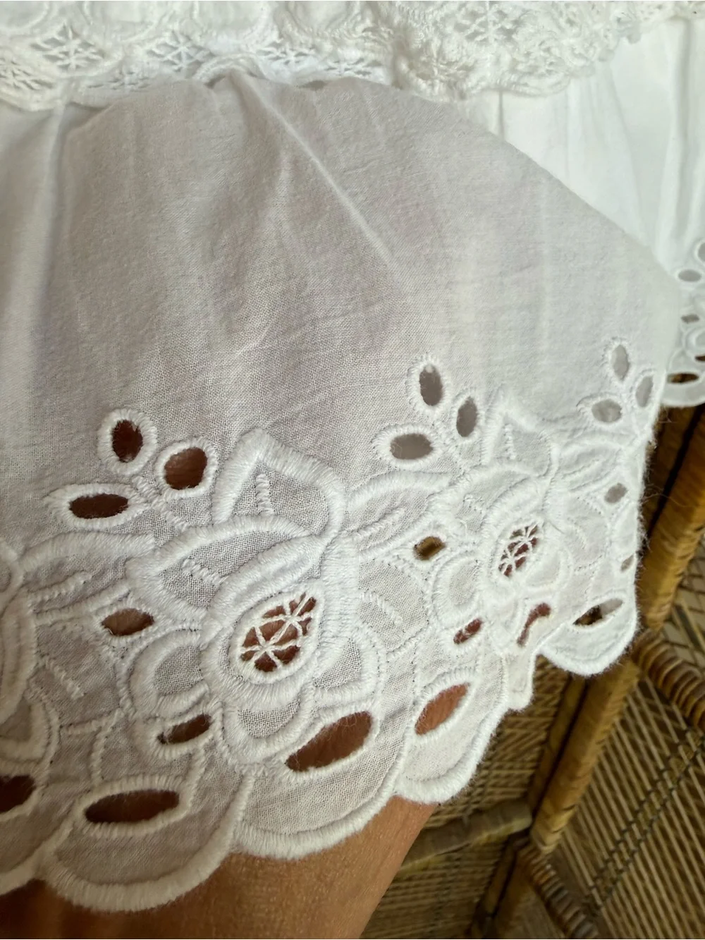 J.Crew White Eyelet Lace Mini Skirt Cottagecore Boho Cotton Size 0